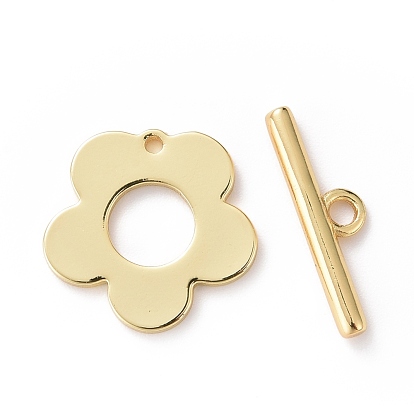 Brass Toggle Clasps, Long-Lasting Plated, Flower