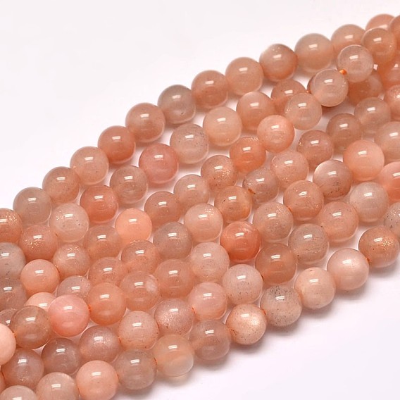 Sunstone naturel brins de perles rondes