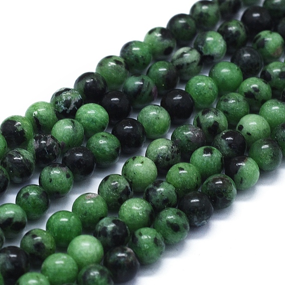 Natural Ruby in Zoisite Beads Strands, Round