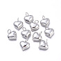 Brass Charms, with Jump Rings, Cadmium Free & Lead Free & Nickel Free, Long-Lasting Plated, Heart