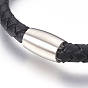 Quelques ensembles de bracelets avec cordon en cuir tressé, avec 304 accessoires en acier inoxydable et les fermoirs magnétiques, colonne et crâne