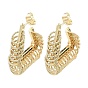 Brass Triangle with Rings Stud Earrings, Half Hoop Earrings