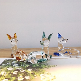 Glass 3D Deer Figurines Ornament, Home Office Desk Feng Shui Decoration