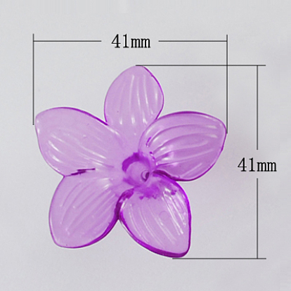 Transparent Acrylic Beads, Flower, 44x20mm, Hole: 2mm