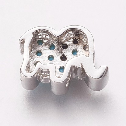 Brass Cubic Zirconia Beads, Elephant