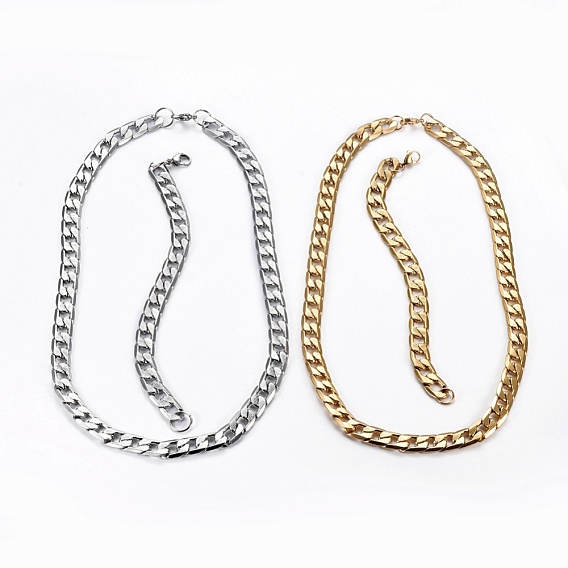 304 inoxydable ensembles chaînes de bijouterie de bordure en acier, colliers et bracelets