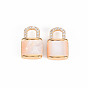Brass Micro Pave Clear Cubic Zirconia Charms, with Freshwater Shell, Nickel Free, Lock with Key