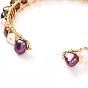 Perle de perle naturelle et perles de pierres précieuses mélangées bracelets de manchette pour femme cadeau fille, bracelet en pierre avec base en laiton