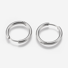 201 Stainless Steel Huggie Hoop Earrings Findings, with 304 Stainless Steel Pins