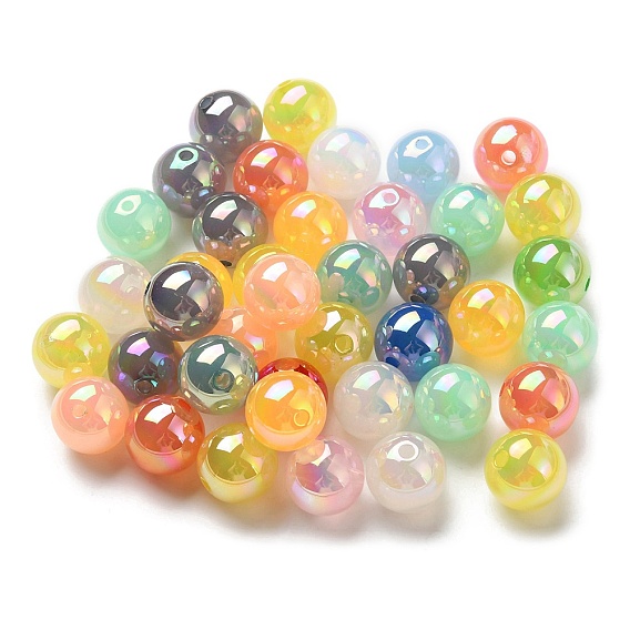 Perles acryliques irisées opaques plaquées UV, ronde