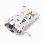 Bolsas de embalaje de poliéster (algodón poliéster) Bolsas con cordón, con tema de navidad impreso