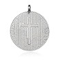 Плоские круглые подвески из сплава с узором религии, платина, 35x30x1 мм, отверстие : 2 мм
