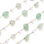 304 cadenas de eslabones de acero inoxidable, con perlas de vidrio y perlas de gemas naturales, larga duración plateado, con carrete, sin soldar, dorado