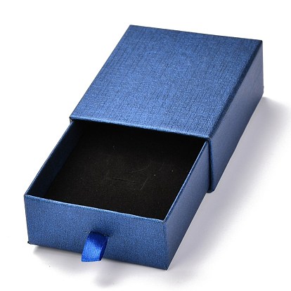Boîte à tiroirs en papier rectangle, avec une éponge noire et une corde en polyester, pour bracelet et bagues