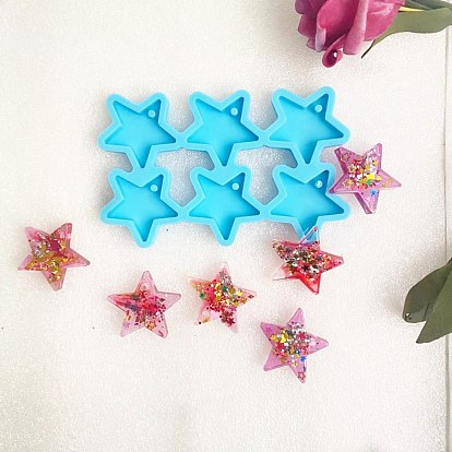 Star DIY Pendant Silicone Molds, Resin Casting Molds, for UV Resin & Epoxy Resin Jewelry Making, 6 Cavities