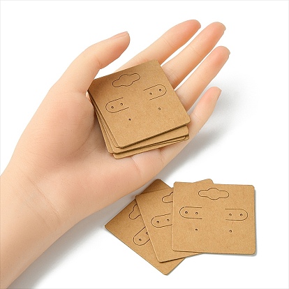 Карточки для демонстрации сережек из крафт-бумаги с отверстием для подвешивания, квадратный