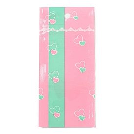 Printed Plastic Packaging Zip Lock Bags, Top Self Seal Pouches, Rectangle with Heart Pattern