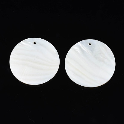Natural Freshwater Shell Pendants, Flat Round