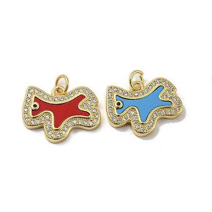 Brass Micro Pave Cubic Zirconia Pendants, with Synthetic Turquoise, Horse