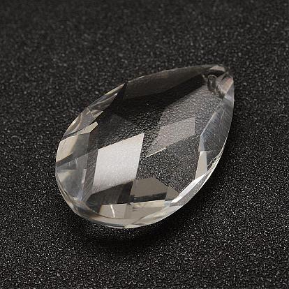 Transparent Glass Pendants, Faceted, Drop