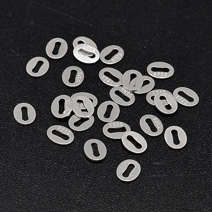 Oval 925 Sterling Silver Chain Tabs, Chain Extender Connectors, 5x4x1mm, Hole: 1x3mm, about 322pcs/20g