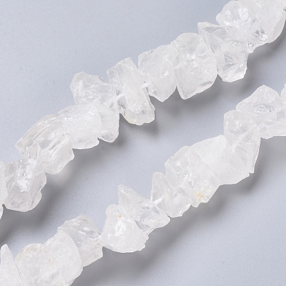 Natural Quartz Crystal Beads Strands, Rock Crystal, Rough Raw Stone, Nuggets