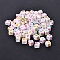 Mixed Style Opaque Acrylic European Large Hole Beads, Cube, 7x7x7mm, Hole: 4mm, about 1840pcs/500g
