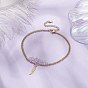 Puces d'améthyste naturelle breloques perles et plumes bracelet multi-rangs double couche, bijoux en acier inoxydable pour femmes