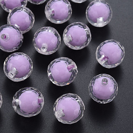 Perles acryliques transparentes, Perle en bourrelet, facette, ronde
