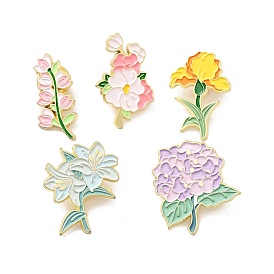 Flower Enamel Pin, Light Gold Alloy Brooch for Backpack Clothes