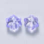 Perles de verre peintes par pulvérisation transparent, avec de la poudre de paillettes, fleur