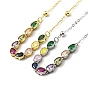 Colourful Cubic Zirconia Teardrop Pendant Necklace, Brass Jewelry for Women
