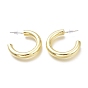 Brass Half Hoop Earrings, with Steel Pin and Plastic Ear Nuts, Long-Lasting Plated, Ring