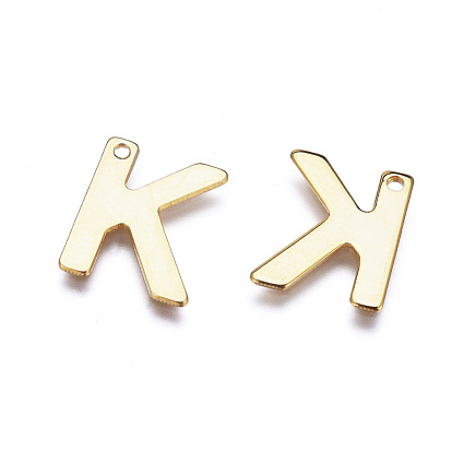 304 Stainless Steel Charms, Alphabet, Golden