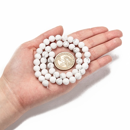 Chapelets de perles howlite naturelles , givré, ronde