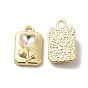 Glass Rectangle with Heart Pendants, with Alloy Finding, Long-Lasting Plated, Cadmium Free & Lead Free