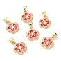 Brass Micro Pave Cubic Zirconia Pendants, Real 18K Gold Plated, Long-Lasting Plated, Flower