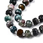 Natural Ocean Jasper Beads Strands, with Seed Beads, Faceted, Rondelle