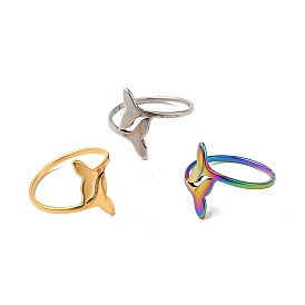 201 Stainless Steel Double Whale Tail Finger Ring for Women
