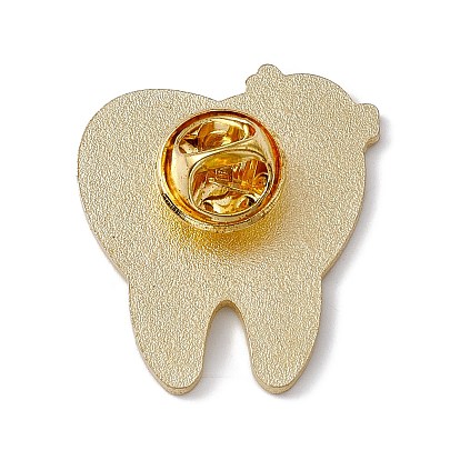Cartoon Teeth Enamel Pin, Light Gold Alloy Oral Health Brooch for Backpack Clothes
