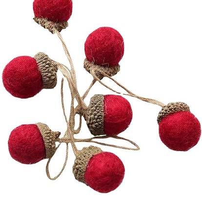 Adornos de bellota de fieltro de lana, Adornos colgantes de otoño para la decoración del árbol de Navidad de fiesta.