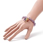 Natural Gemstone Stretch Bracelet, Yoga Chakra Mixed Gemstone Chips Tree of Life Charms Bracelet for Women