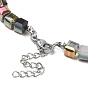 Glass Cube Beaded Necklace with 304 Stainless Steel Clasps