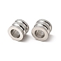 Stainless Steel Textured Beads, Large Hole Column Grooved Beads, Ion Plating (IP), 8x10mm, Hole: 6mm