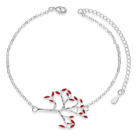 SHEGRACE 925 Sterling Silver Link Bracelets, with Epoxy Resin, Tree