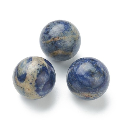 Natural Sodalite Beads, for Wire Wrapped Pendants Making, No Hole/Undrilled, Round