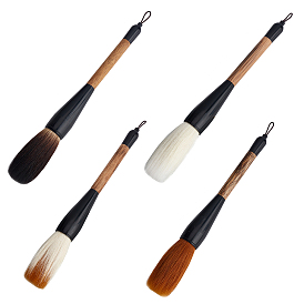 PandaHall Elite 4Pcs 4 Style Hemp Bamboo Chinese Calligraphy Brush Pen, with Bear Hair Brush