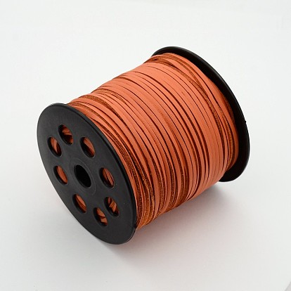 Корейские искусственная замша шнур, искусственная замшевая кружева, с ПУ кожаный, 3x1.5 мм, Около 100 ярдов / рулон