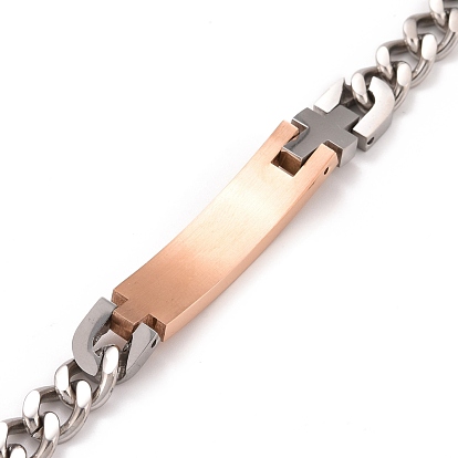 Rectangle avec mot bracelet à maillons true love avec strass, 304 bijoux en acier inoxydable pour hommes femmes