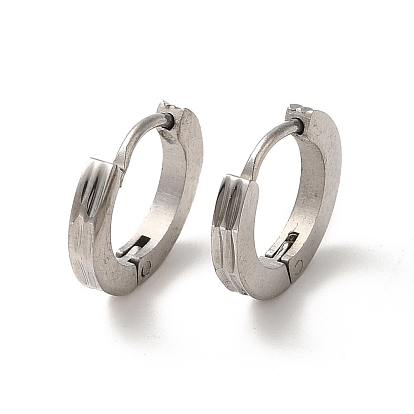 304 Stainless Steel Grooved Hoop Earrings